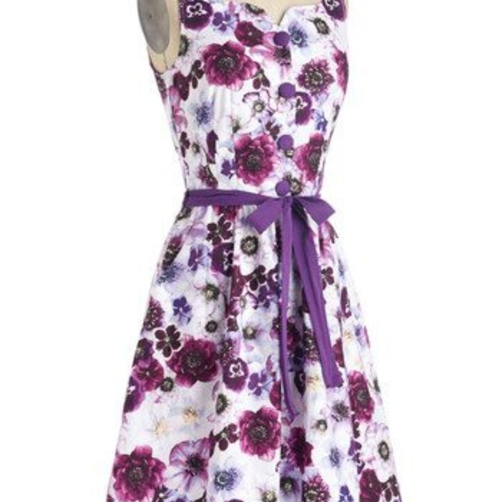 Modcloth Purple Fit and Flare Floral Dress Size 2X